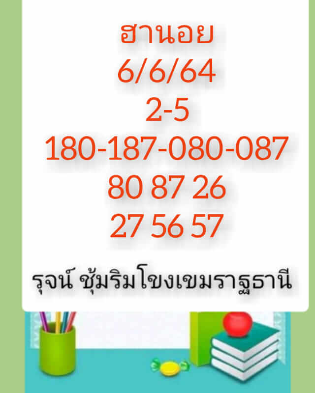 แนวทางหวยฮานอย 6/6/64