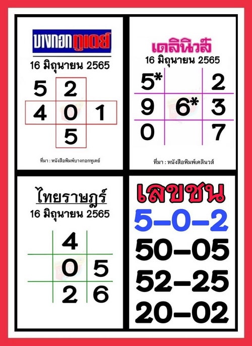 เลขดี รวมหวยหนังสือพิมพ์ 16-6-65