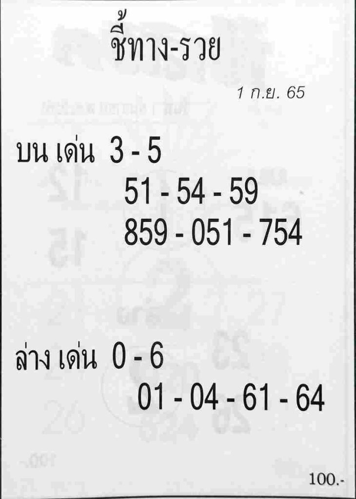 เลขดี หวยชี้ทางรวย1-9-65