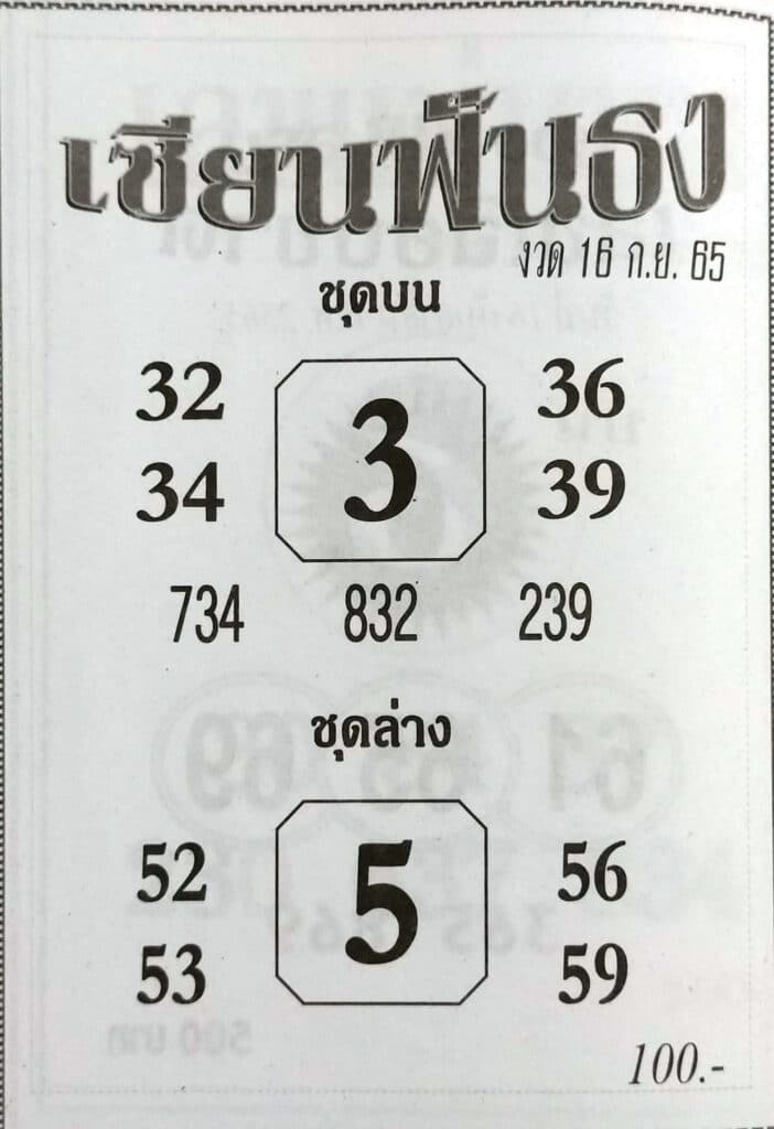 เลขดี หวยเซียนฟังธง16/9/65