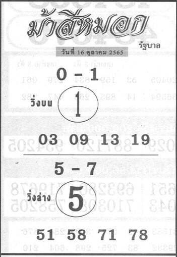 เลขดี หวยม้าสีหมอก16-10-65