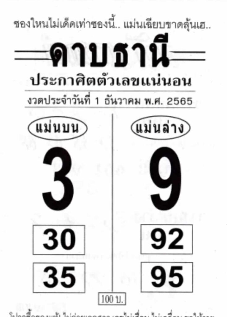 เลขดี หวยดาบธานี1-12-65