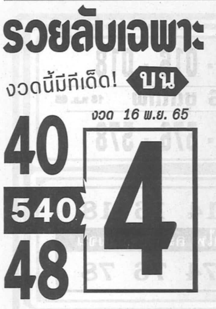 เลขดี หวยรวยลับเฉพาะ16-11-65