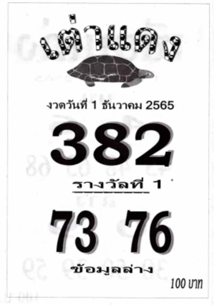 เลขดี หวยเต่าแดง1-12-65