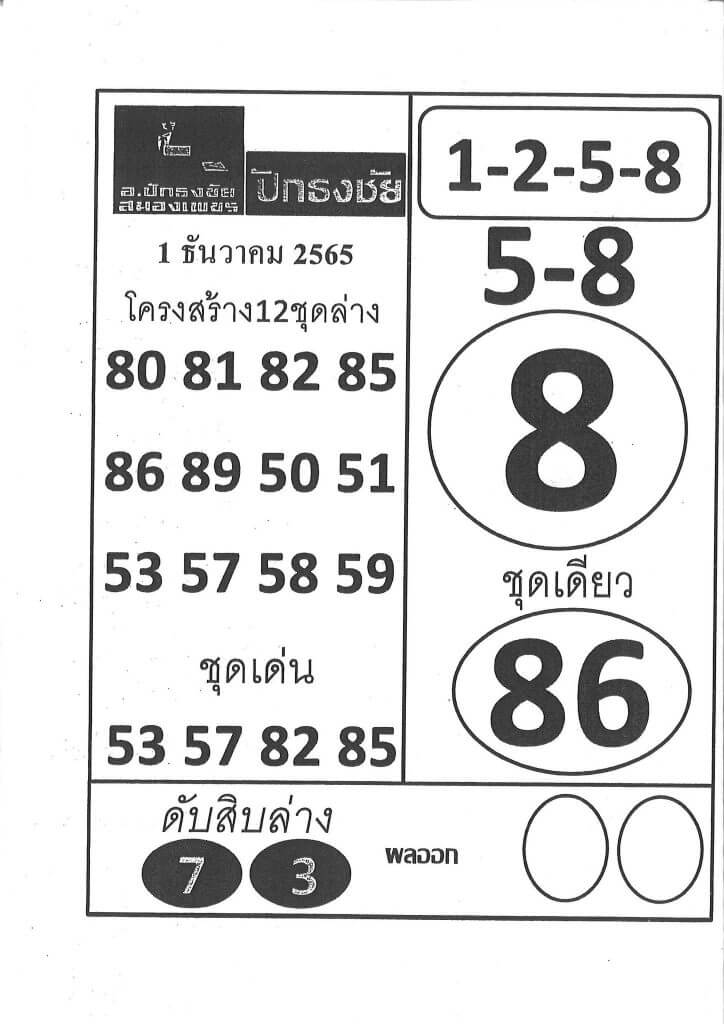 เลขเด็ด หวยปักธงชัย1-12-65