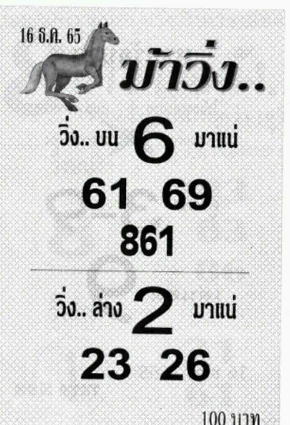 เลขเด็ด หวยม้าวิ่ง16-12-65