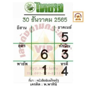 เลขเด็ด หวยไทยรัฐ 30-12-65