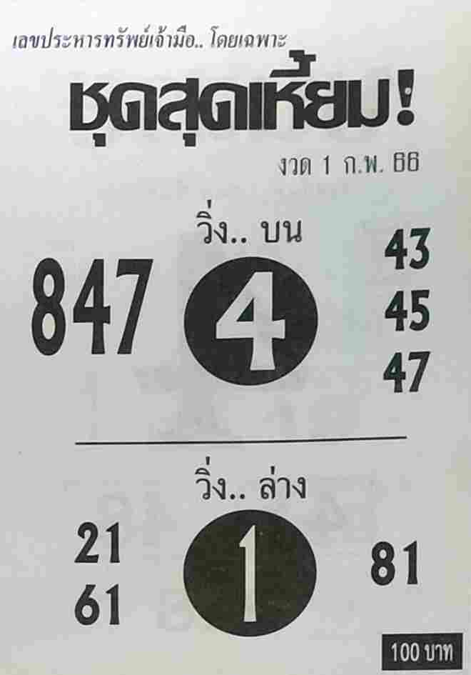 หวยชุดสุดเหี้ยม 1-2-66