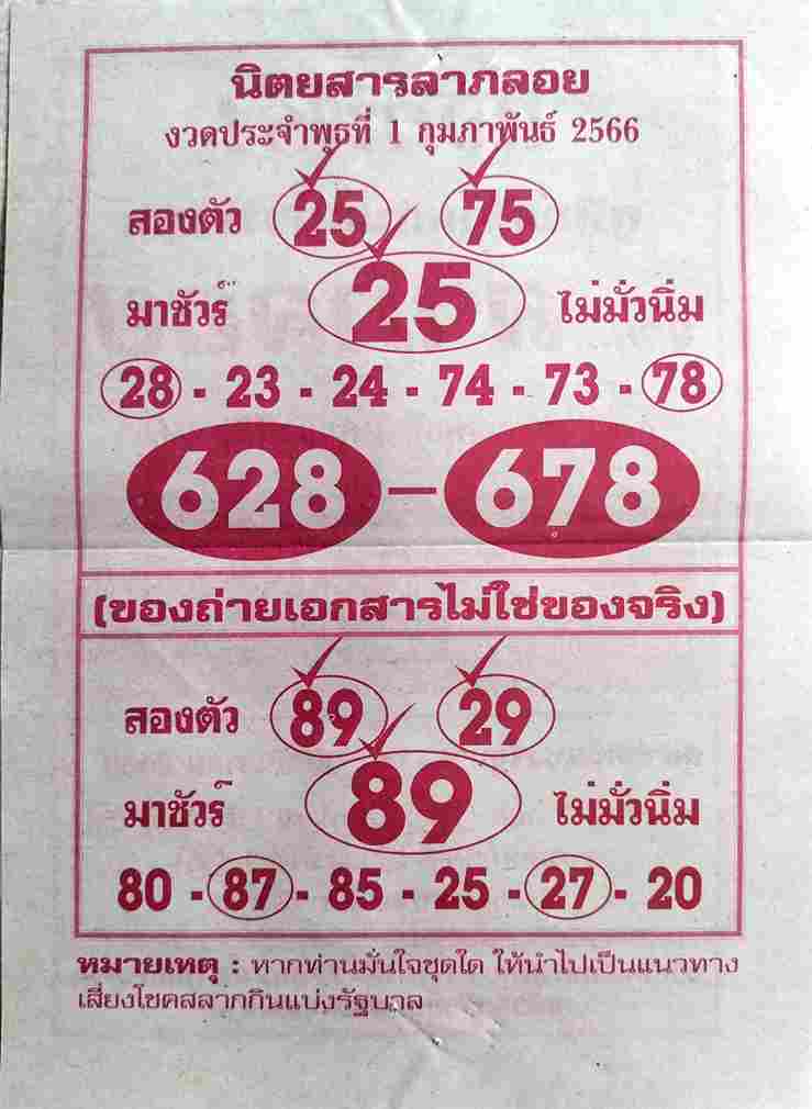 หวยลาภลอย 1-2-66