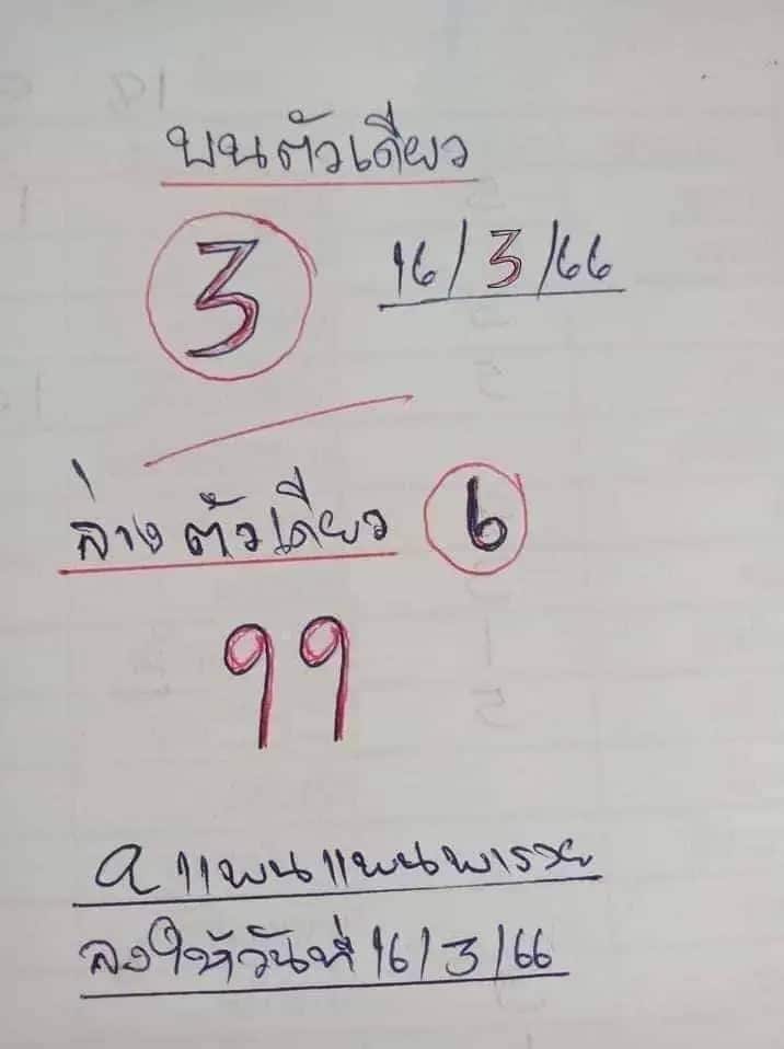 หวยแพนแพนพารวย 16-3-66