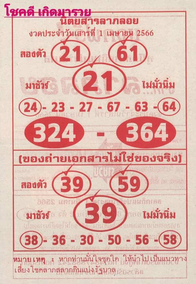 หวยลาภลอย 1-4-66