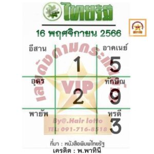 หวยไทยรัฐ 16-11-66