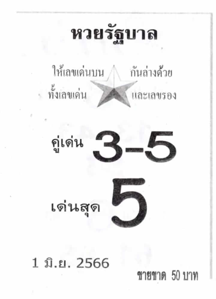 หวยรัฐบาล 1-6-66