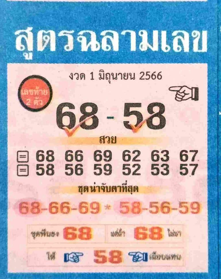 หวยสูตรฉลามเลข 1-6-66