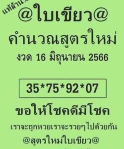หวยใบเขียว 16-6-66