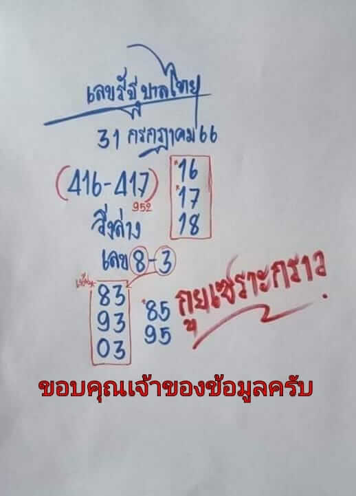 หวยกูยเซราะกราว 31-7-66