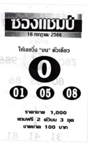 หวยซองแชมป์งวดนี้ 16-7-66