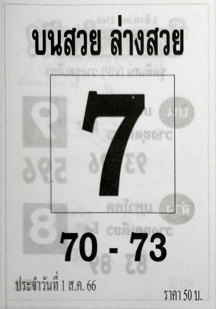 หวยบนสวยล่างสวยงวดนี้ 31-7-66