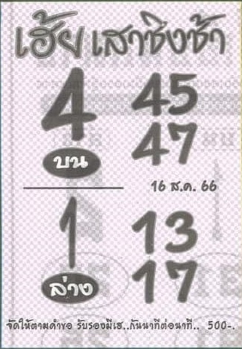 หวยเฮ้ยเสาชิงช้างวดนี้ 16-8-66