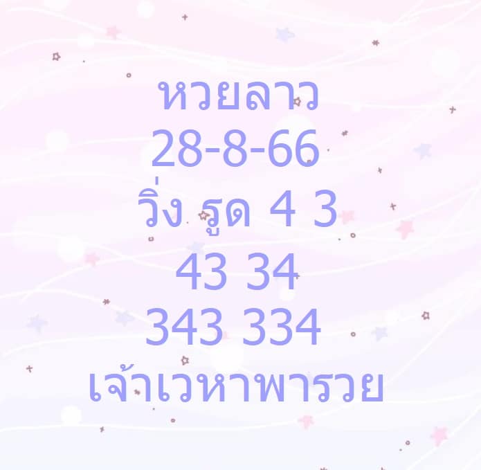 หวยลาวพัฒนางวดนี้ 28-8-66