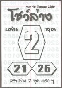 หวยโชว์ล่างงวดนี้ 16-8-66