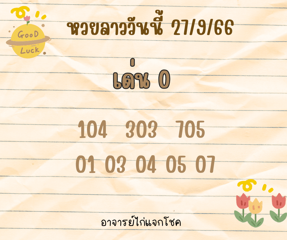 หวยลาววันนี้ 27-9-66