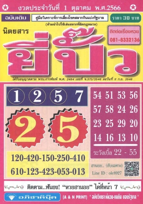 หวยยี่ปั๊ว 1-10-66
