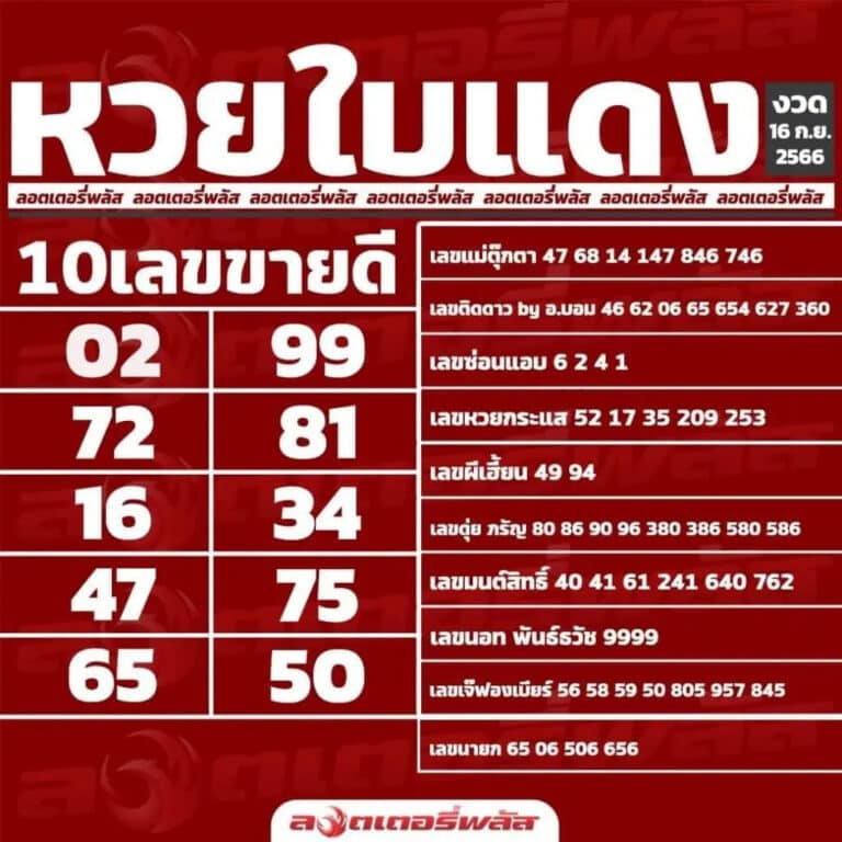หวยใบแดง 16-9-66