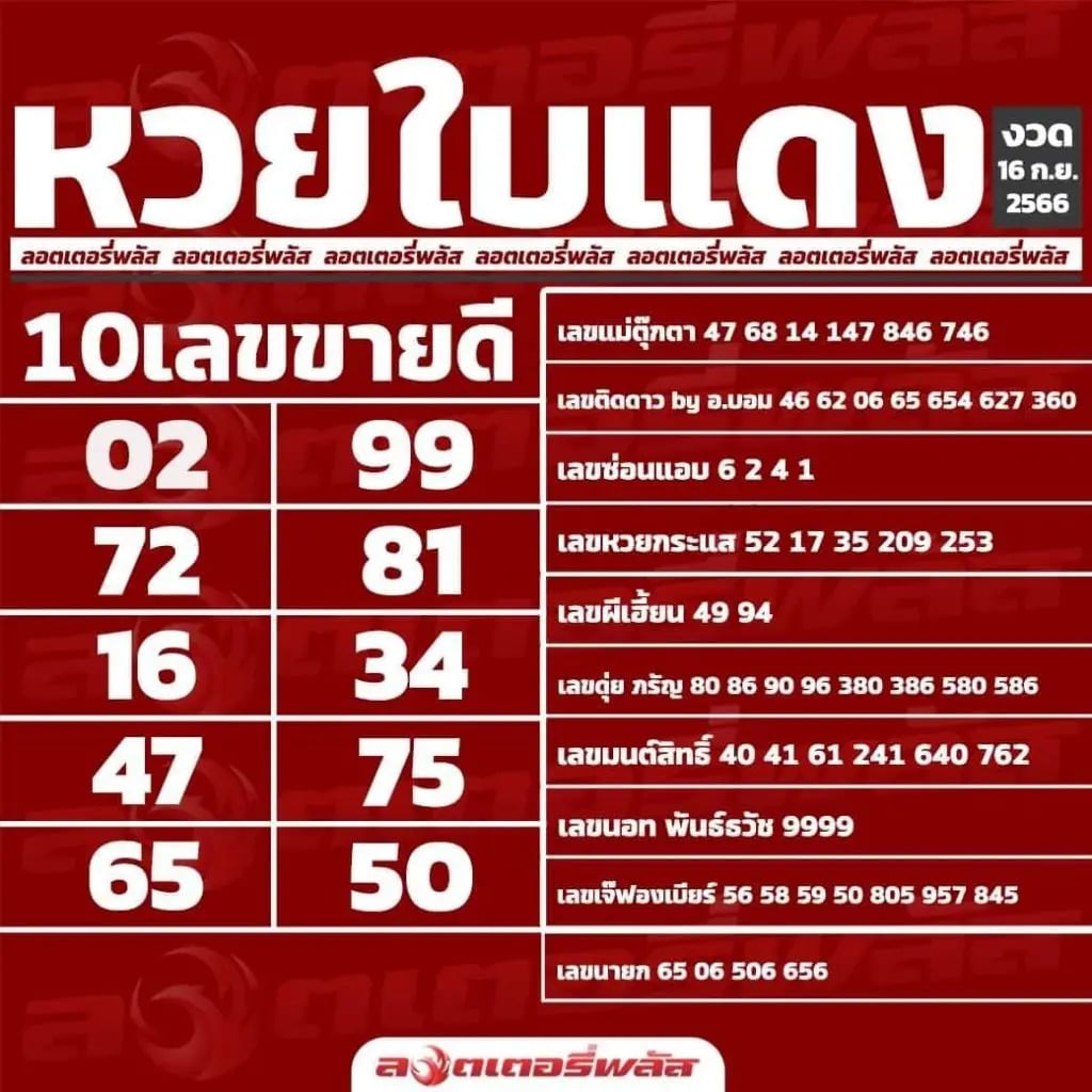 หวยใบแดง 16-9-66