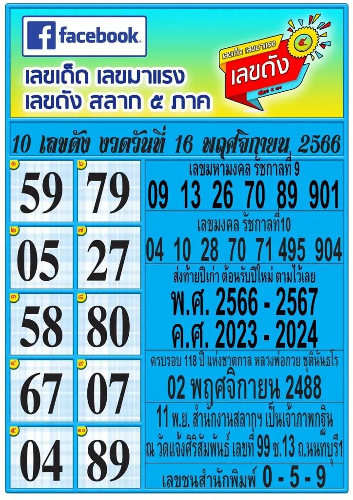 เลขมาแรง 16-11-66